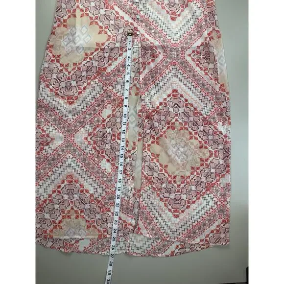 Express Women Sheer Aztec Button Front Maxi Dress Size M Coachella Festival Boho - Picture 7 of 16